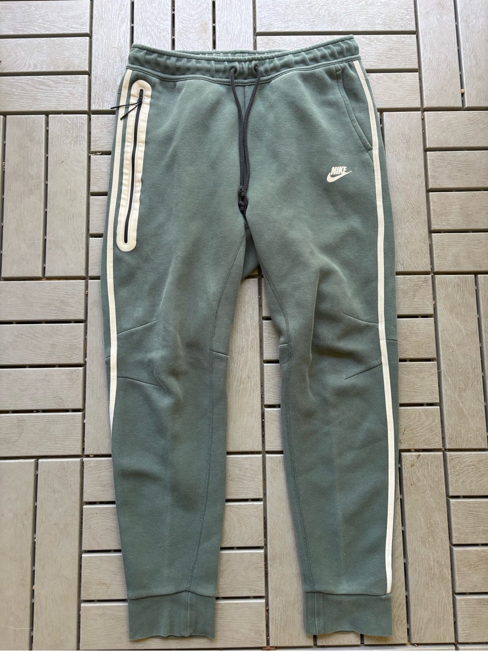 Nike Olive Green Joggers with White Side Stripes